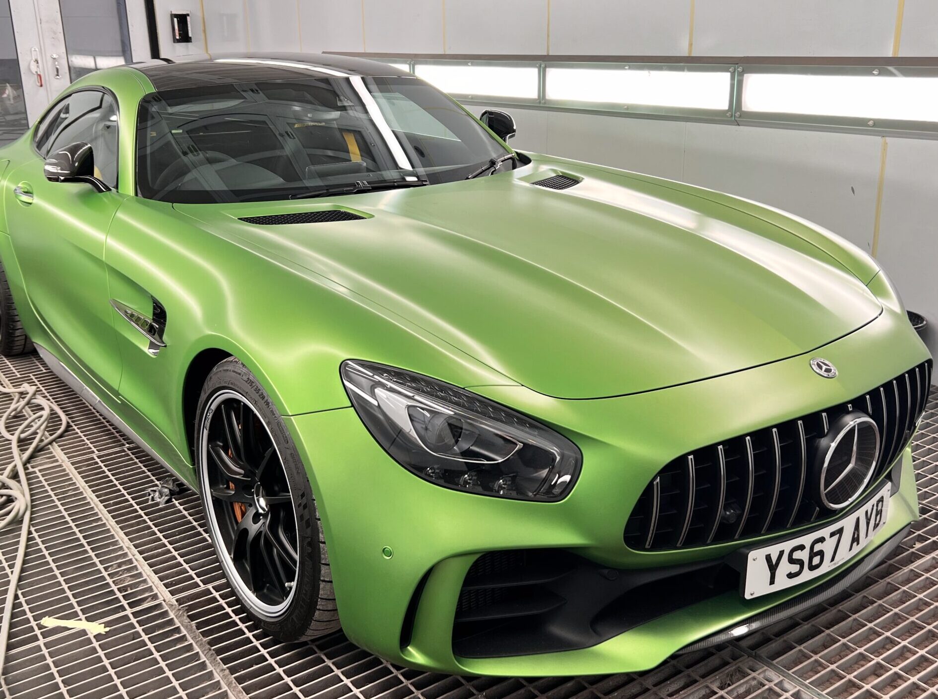 Lime green Mercedes